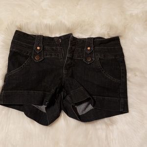 Black Denim Boom Boom Jean Shorts, Size 9